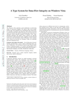 A Type System for Data-Flow Integrity on Windows Vista