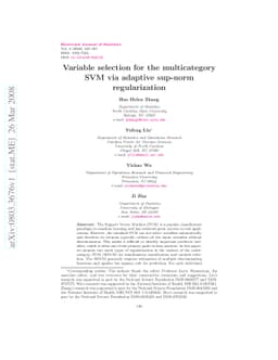 Variable selection for the multicategory SVM via adaptive sup-norm
  regularization