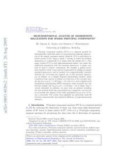 High-dimensional analysis of semidefinite relaxations for sparse
  principal components