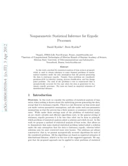 Nonparametric Statistical Inference for Ergodic Processes