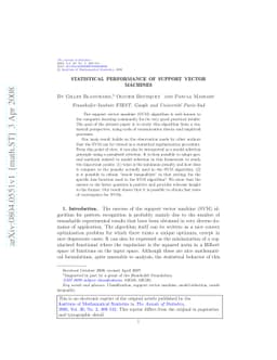 Statistical performance of support vector machines