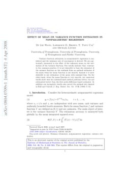 Effect of mean on variance function estimation in nonparametric
  regression