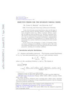 Objective priors for the bivariate normal model