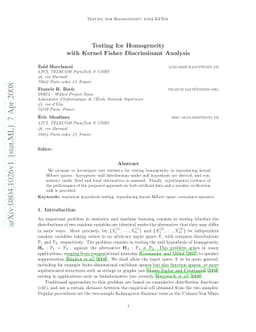 Testing for Homogeneity with Kernel Fisher Discriminant Analysis