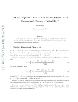 Optimal Explicit Binomial Confidence Interval with Guaranteed Coverage
  Probability
