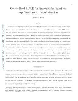 Generalized SURE for Exponential Families: Applications to
  Regularization