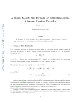 A Simple Sample Size Formula for Estimating Means of Poisson Random
  Variables