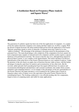 A Synthesizer Based on Frequency-Phase Analysis and Square Waves