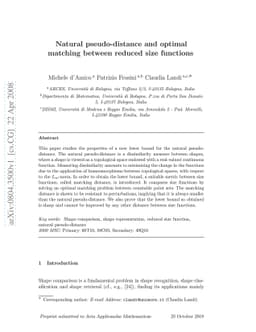 Natural pseudo-distance and optimal matching between reduced size
  functions