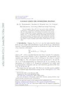 Gaussian limits for generalized spacings