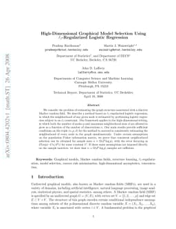High-Dimensional Graphical Model Selection Using $\ell_1$-Regularized
  Logistic Regression