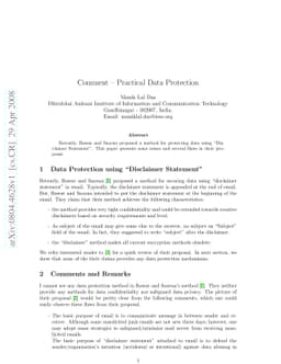 Comment - Practical Data Protection