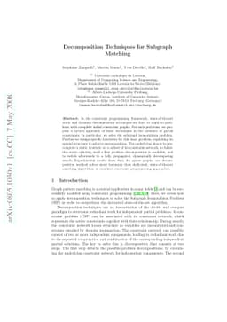 Decomposition Techniques for Subgraph Matching