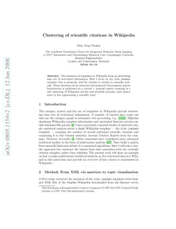 Clustering of scientific citations in Wikipedia