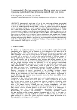 Assessment of effective parameters on dilution using approximate
  reasoning methods in longwall mining method, Iran coal mines
