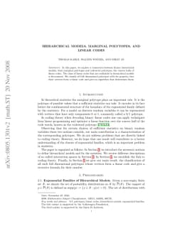 Hierarchical Models, Marginal Polytopes, and Linear Codes