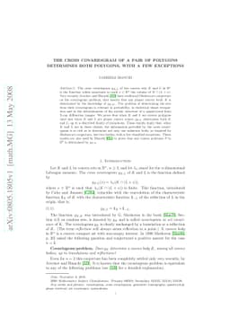The cross covariogram of a pair of polygons determines both polygons,
  with a few exceptions
