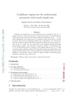 Confidence regions for the multinomial parameter with small sample size