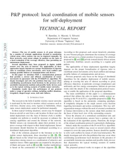 P&P protocol: local coordination of mobile sensors for self-deployment