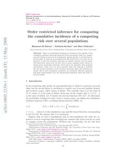 Order restricted inference for comparing the cumulative incidence of a
  competing risk over several populations