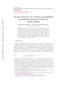 On the structure of a family of probability generating functions induced
  by shock models