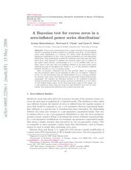 A Bayesian test for excess zeros in a zero-inflated power series
  distribution
