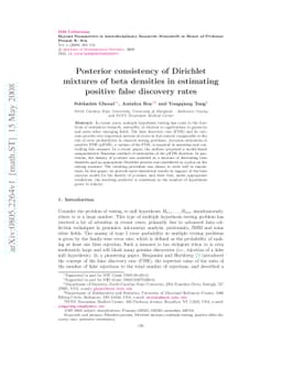 Posterior consistency of Dirichlet mixtures of beta densities in
  estimating positive false discovery rates