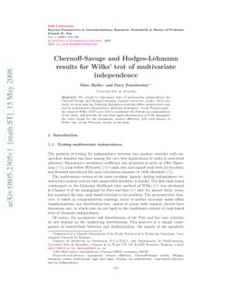 Chernoff-Savage and Hodges-Lehmann results for Wilks' test of
  multivariate independence