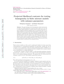 Projected likelihood contrasts for testing homogeneity in finite mixture
  models with nuisance parameters