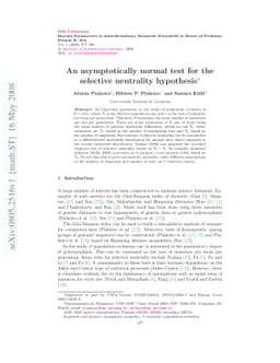 An asymptotically normal test for the selective neutrality hypothesis