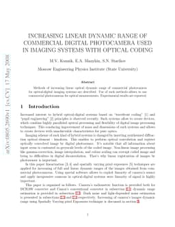Increasing Linear Dynamic Range of Commercial Digital Photocamera Used
  in Imaging Systems with Optical Coding