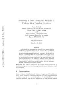 Symmetry in Data Mining and Analysis: A Unifying View based on Hierarchy