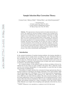 Sample Selection Bias Correction Theory
