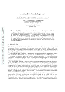 Learning Low-Density Separators