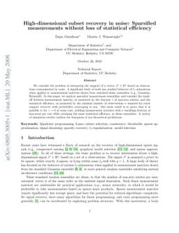 High-dimensional subset recovery in noise: Sparsified measurements
  without loss of statistical efficiency