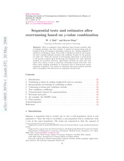 Sequential tests and estimates after overrunning based on $p$-value
  combination