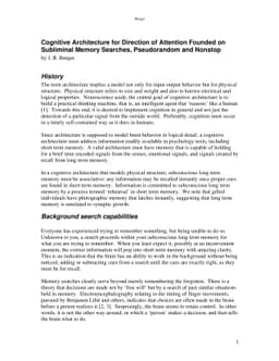 Cognitive Architecture for Direction of Attention Founded on Subliminal
  Memory Searches, Pseudorandom and Nonstop