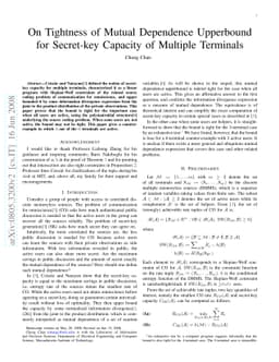 On Tightness of Mutual Dependence Upperbound for Secret-key Capacity of
  Multiple Terminals