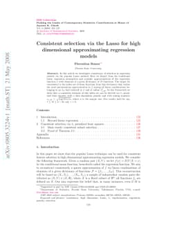 Consistent selection via the Lasso for high dimensional approximating
  regression models
