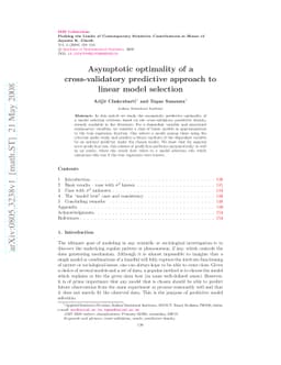 Asymptotic optimality of a cross-validatory predictive approach to
  linear model selection