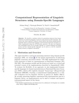Computational Representation of Linguistic Structures using
  Domain-Specific Languages