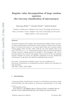 Singular value decomposition of large random matrices (for two-way
  classification of microarrays)