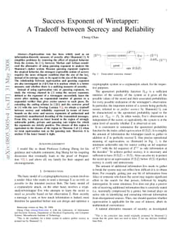 Success Exponent of Wiretapper: A Tradeoff between Secrecy and
  Reliability