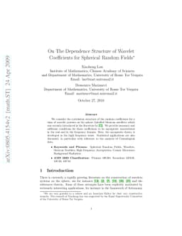 On The Dependence Structure of Wavelet Coefficients for Spherical Random
  Fields