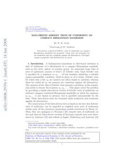 Data-driven Sobolev tests of uniformity on compact Riemannian manifolds