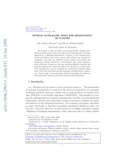 Optimal rank-based tests for homogeneity of scatter