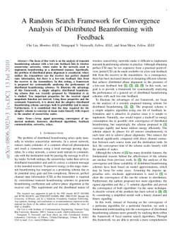 A Random Search Framework for Convergence Analysis of Distributed
  Beamforming with Feedback