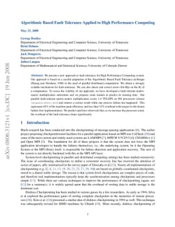 Algorithmic Based Fault Tolerance Applied to High Performance Computing
