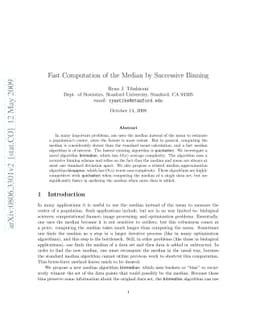 Fast computation of the median by successive binning