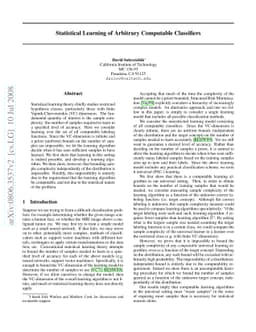 Statistical Learning of Arbitrary Computable Classifiers
